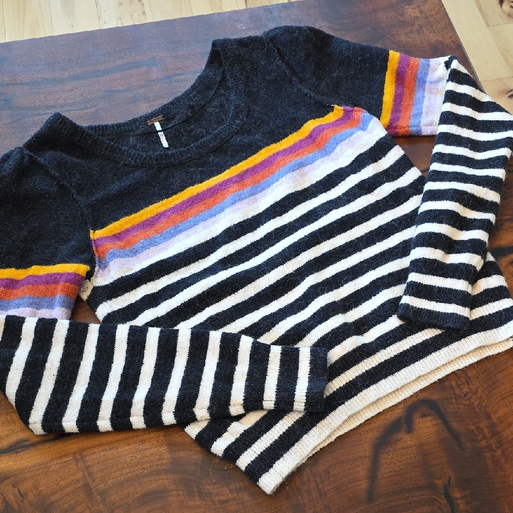 FP Movement by Free People Multicolor Striped Crew Neck Sweater